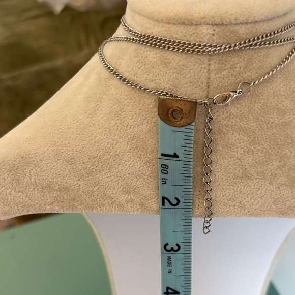 Long Silver Tone Teardrop Pendant Necklace Smoky Crystal 36” - Picture 5 of 6